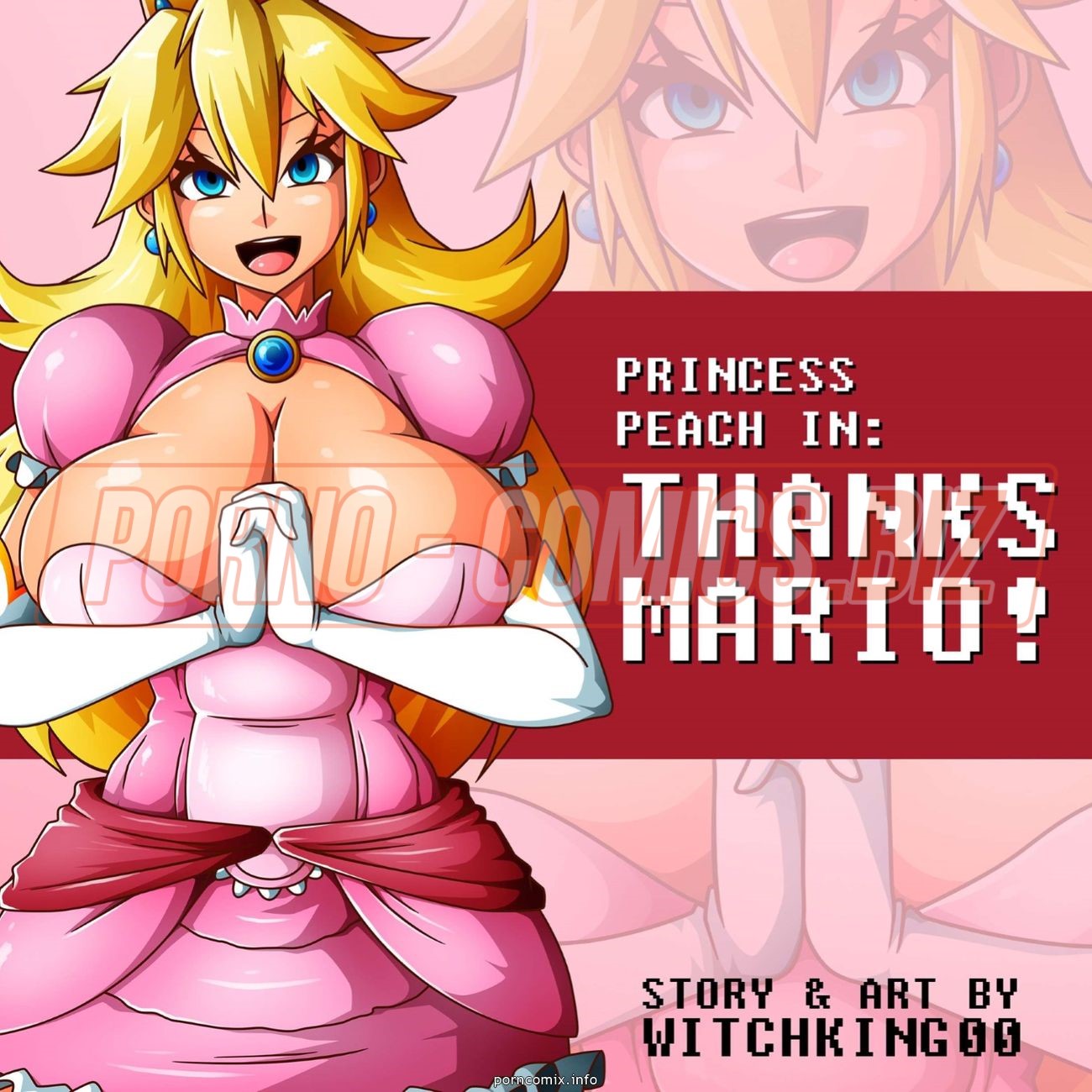 Принцесса с огромными бидонами благодарит Марио за спасение из высокой башни